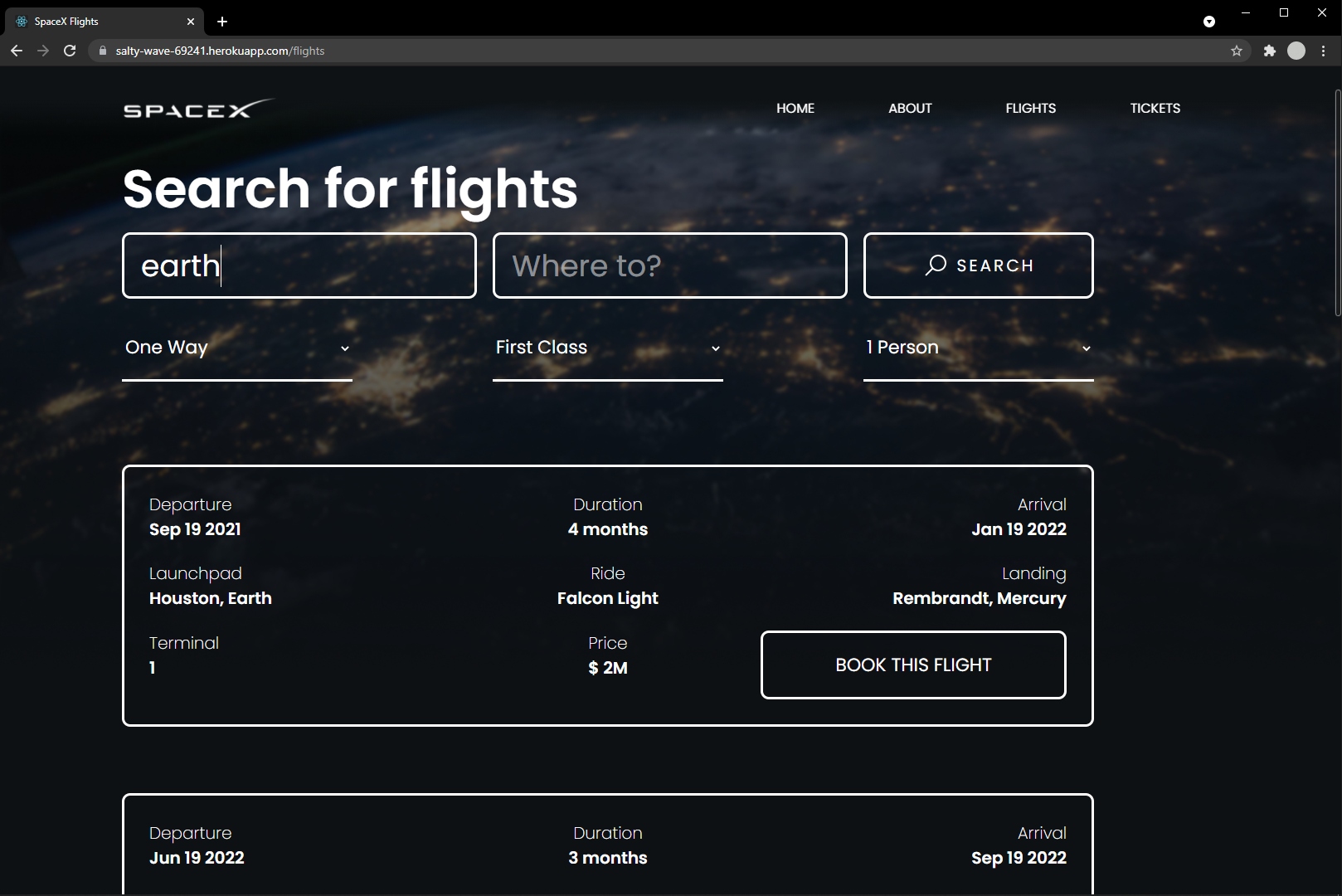 Flights Page