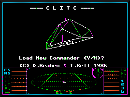 Screenshot of Elite on the Apple II