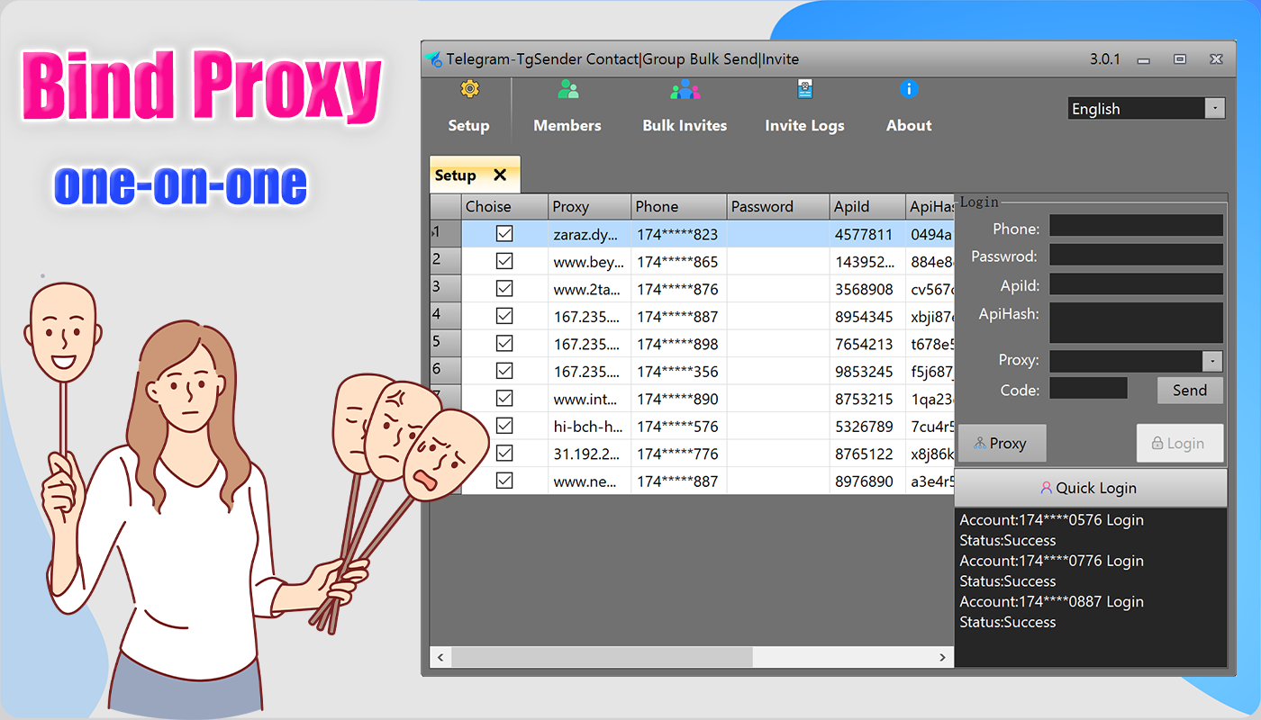 Telegram-TgSender Contact | Group Bulk Send |Invite with proxy
