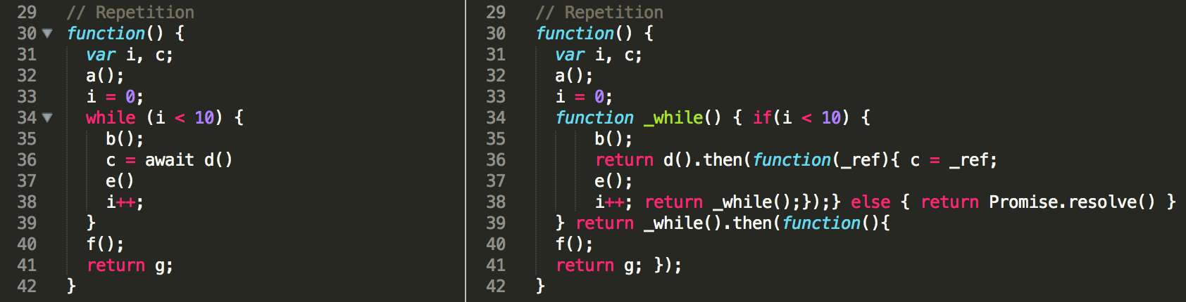 Repetition line-to-line comparison