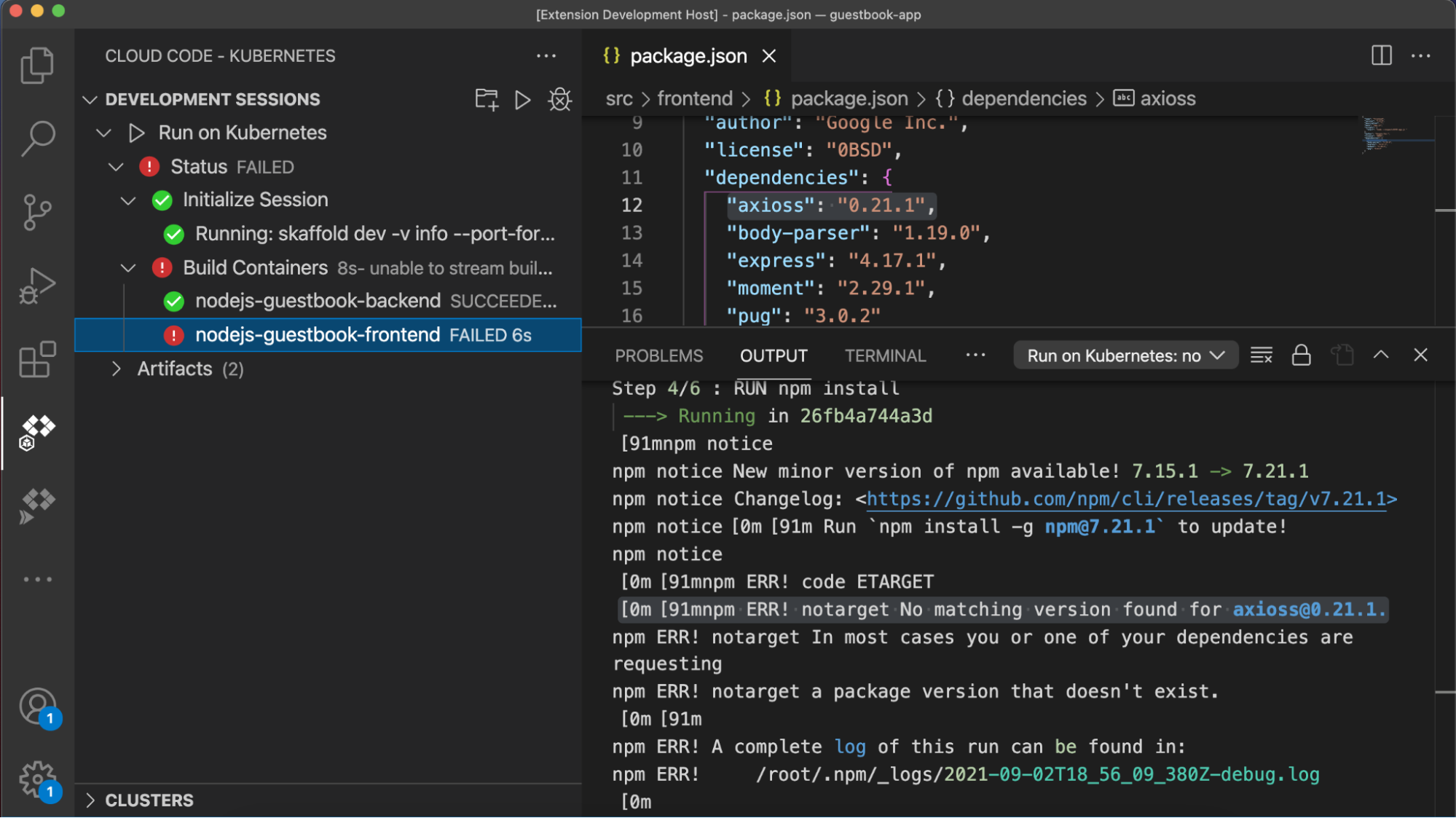 Development Sessions Logs Drilldown