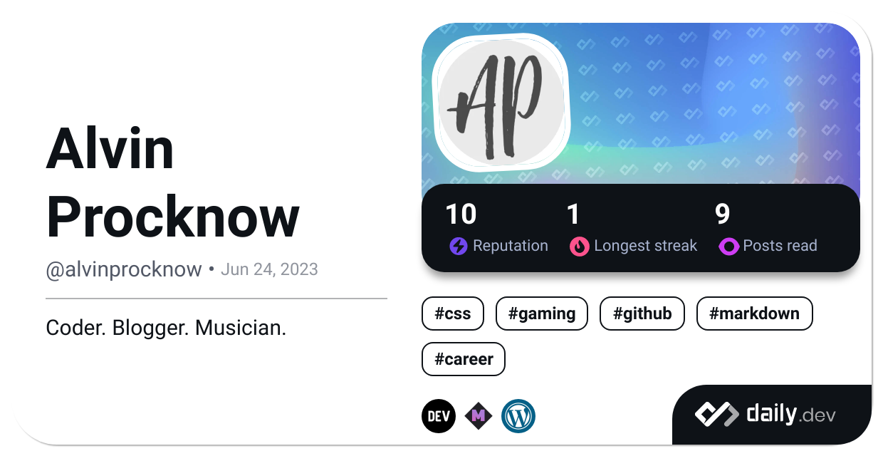 Alvin Procknow's Dev Card