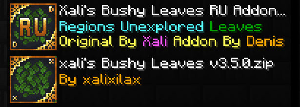 xali bushy leaves addon