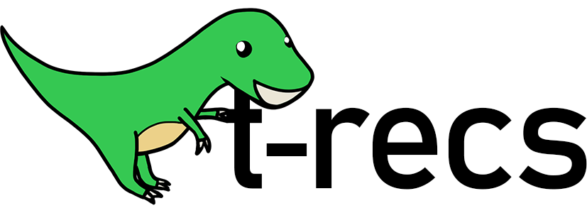 Picture of T-Rex next to letters T-RECS