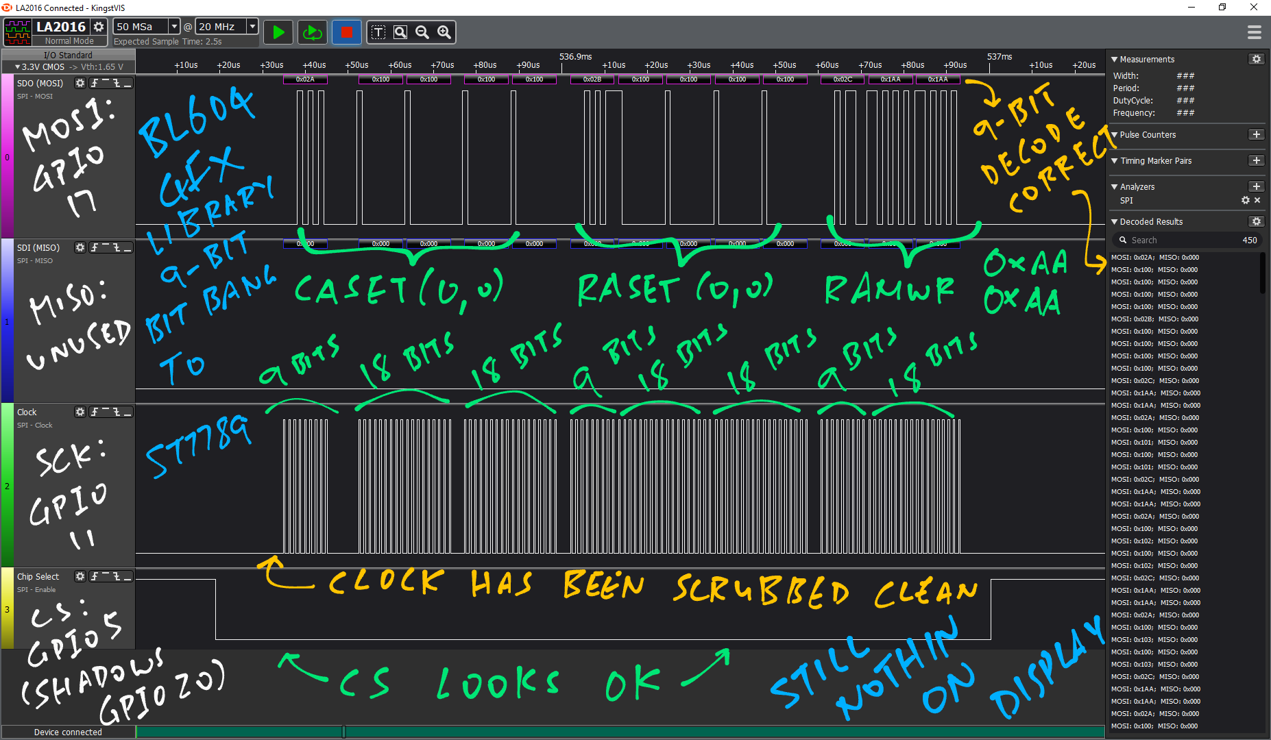 Arduino GFX with Logic Analyser