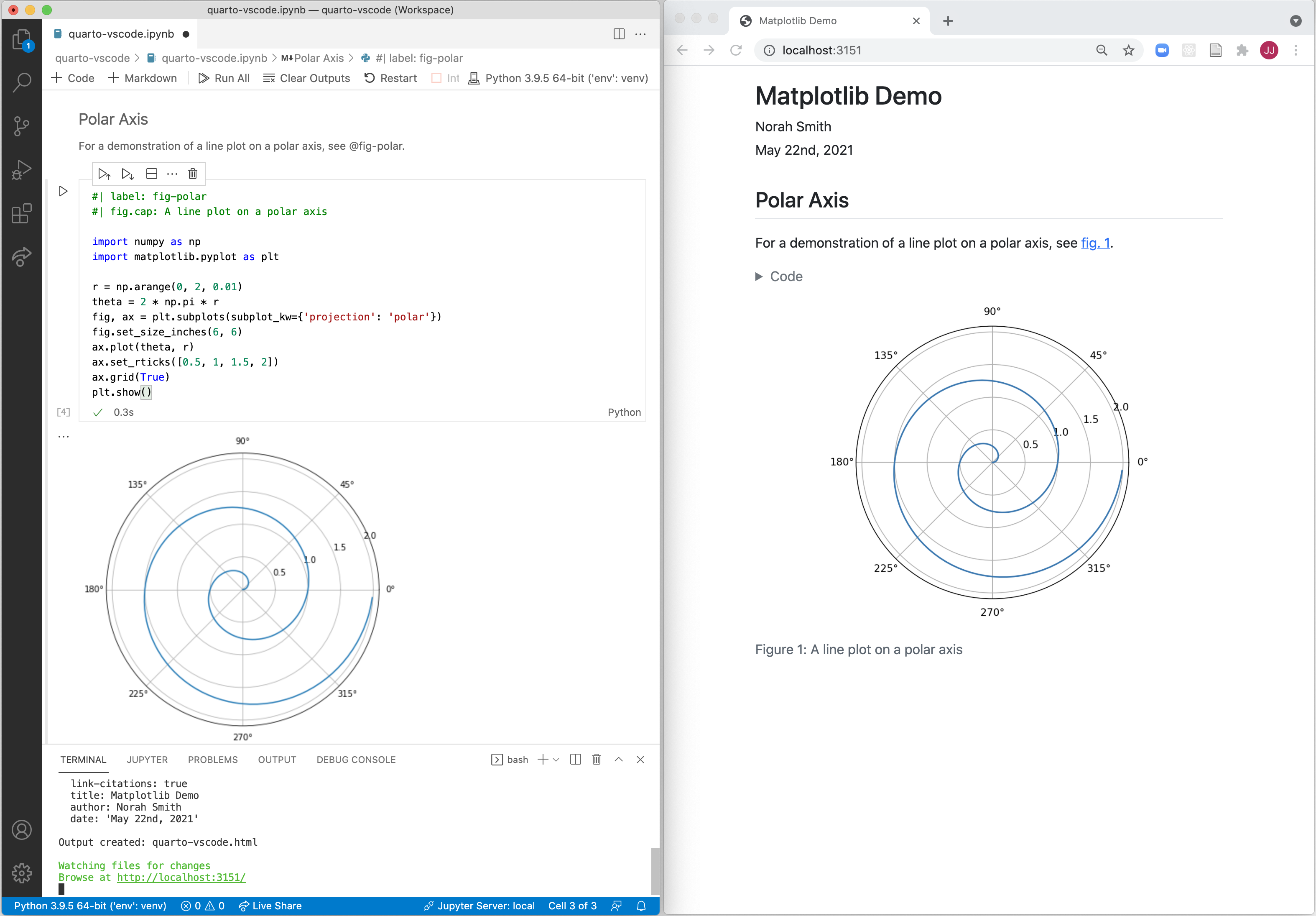 Jupyter notebook and live HTML preview of generated report