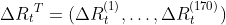 {\Delta{R_{t}}^{T}}=(\Delta{R_{t}^{(1)}}, \ldots, \Delta{R_{t}^{(170)}})