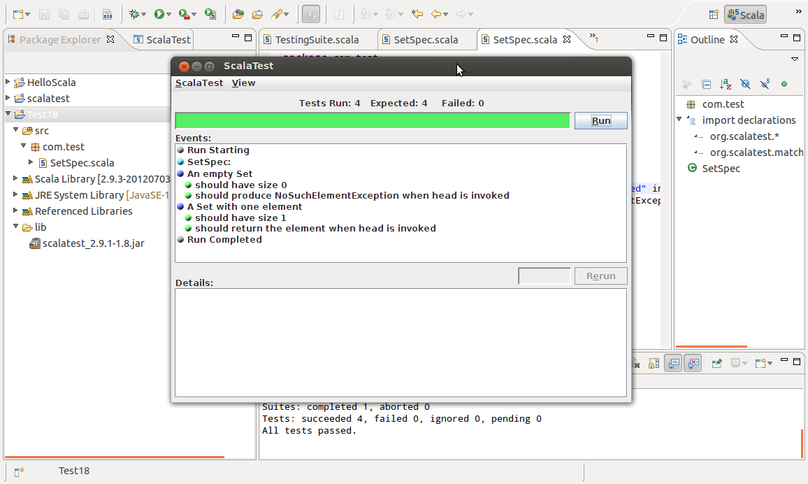 Run using ScalaTest 1.x