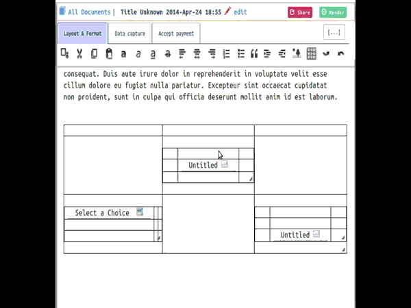 Mixing words and form elements