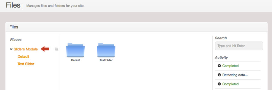 Create a folder for each of your sliders within the module's default folder