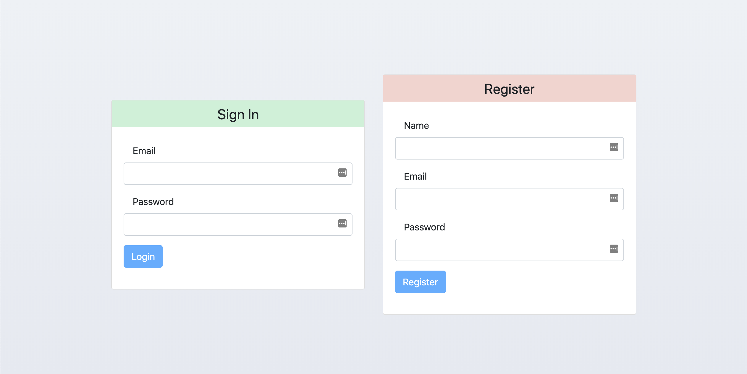 login and register page