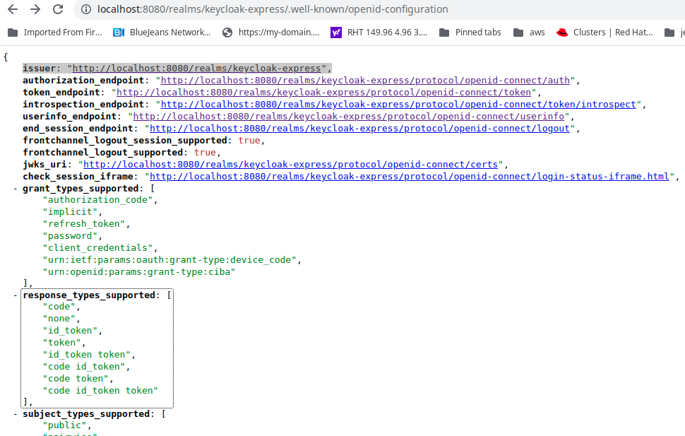 .well-known url output