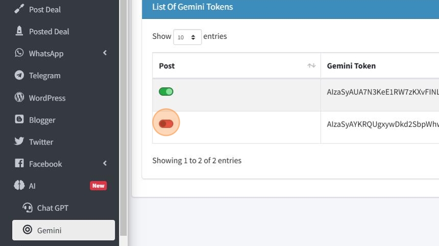 Enable Gemini Token