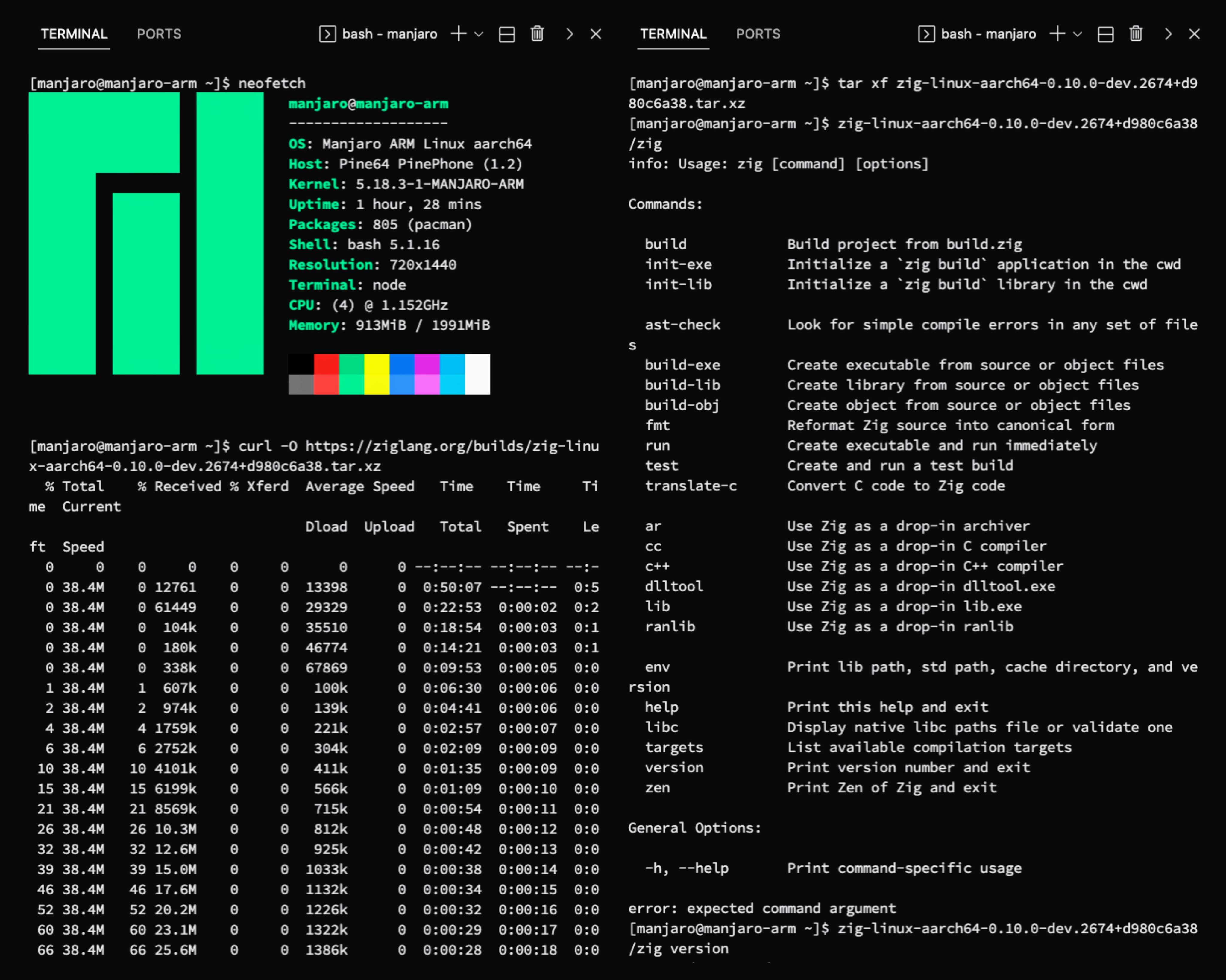 Zig Compiler on PinePhone