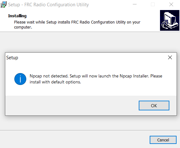 The Npcap installer prompt.