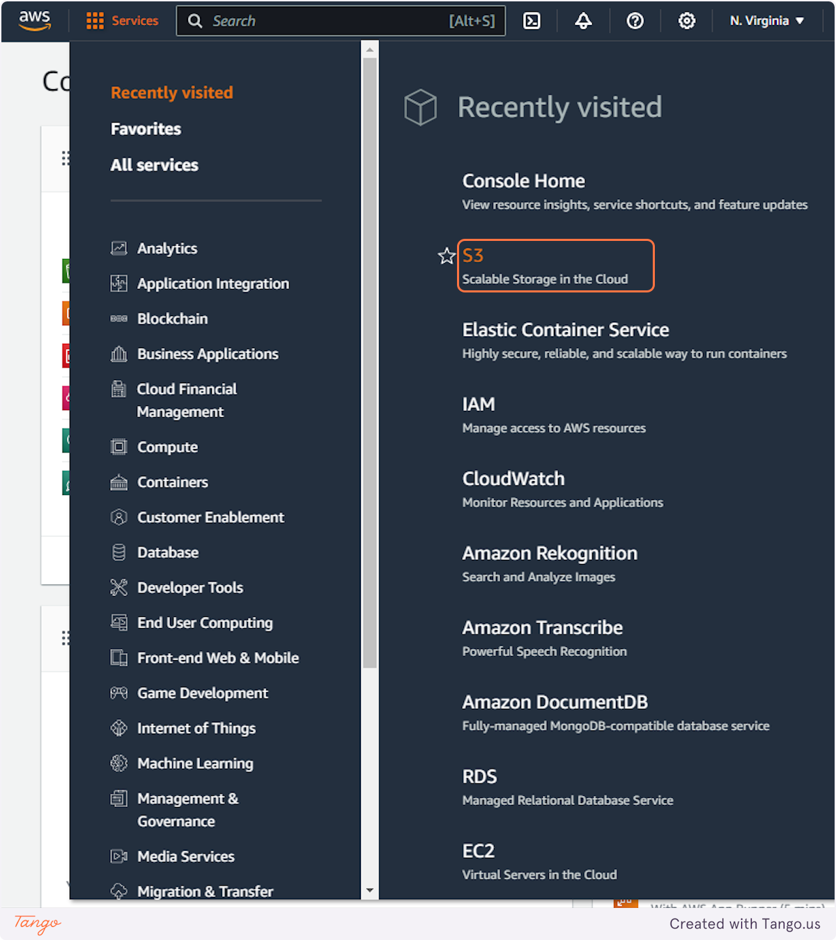 In the AWS Management Console, on the Services menu, choose S3.