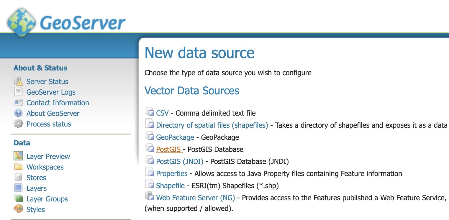 Create a Data Source in GeoServer