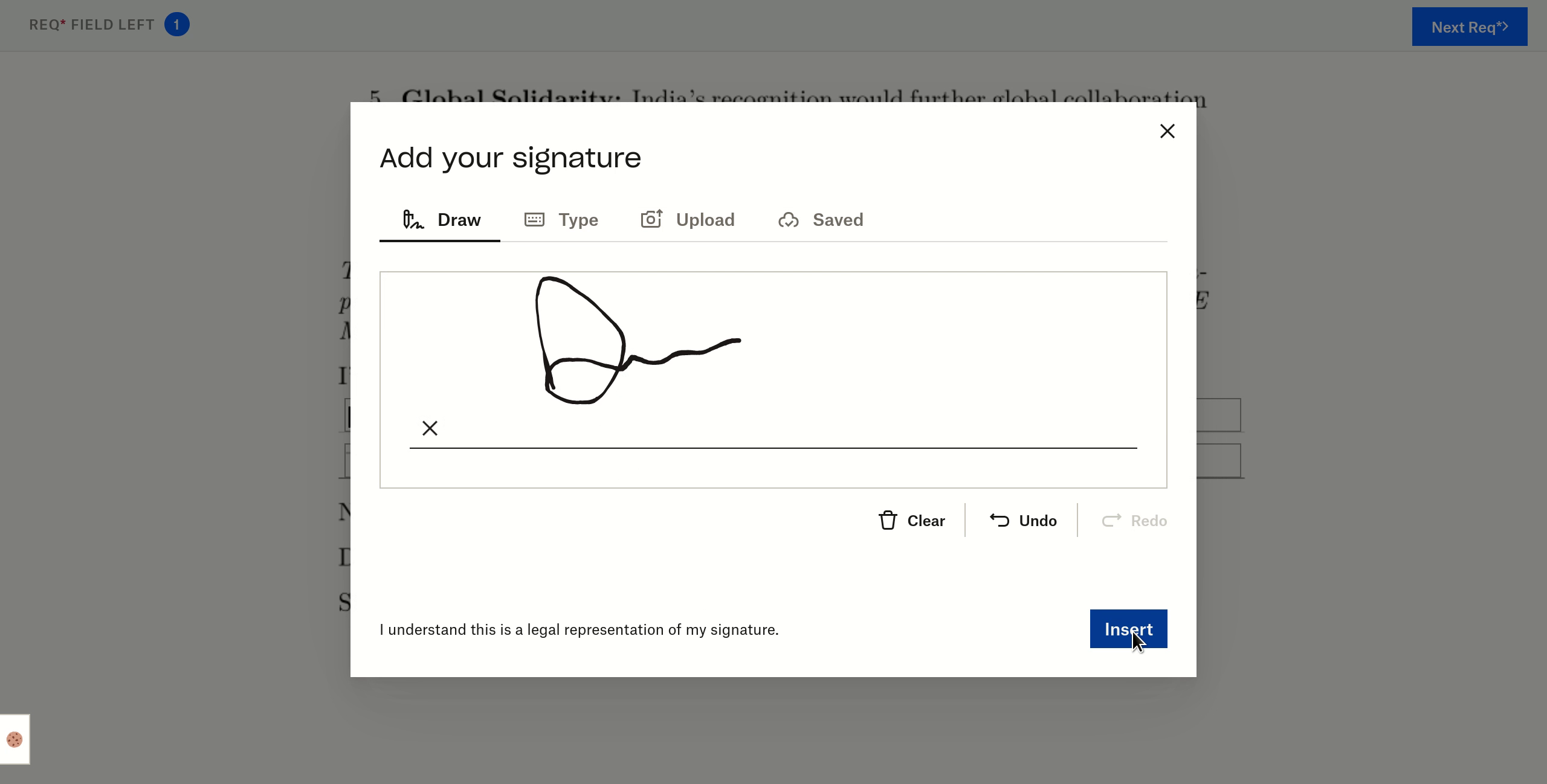 Signee can sign in real-time
