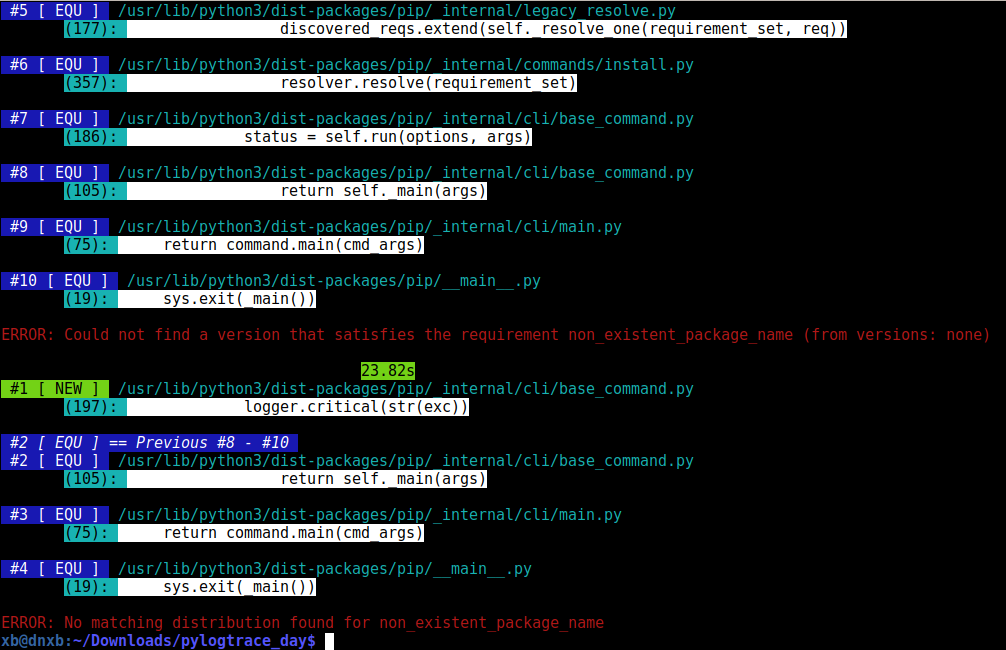 Trace pip error 2