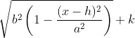 \sqrt{b^2 \left(1 - \frac{(x-h)^2}{a^2}\right)} + k