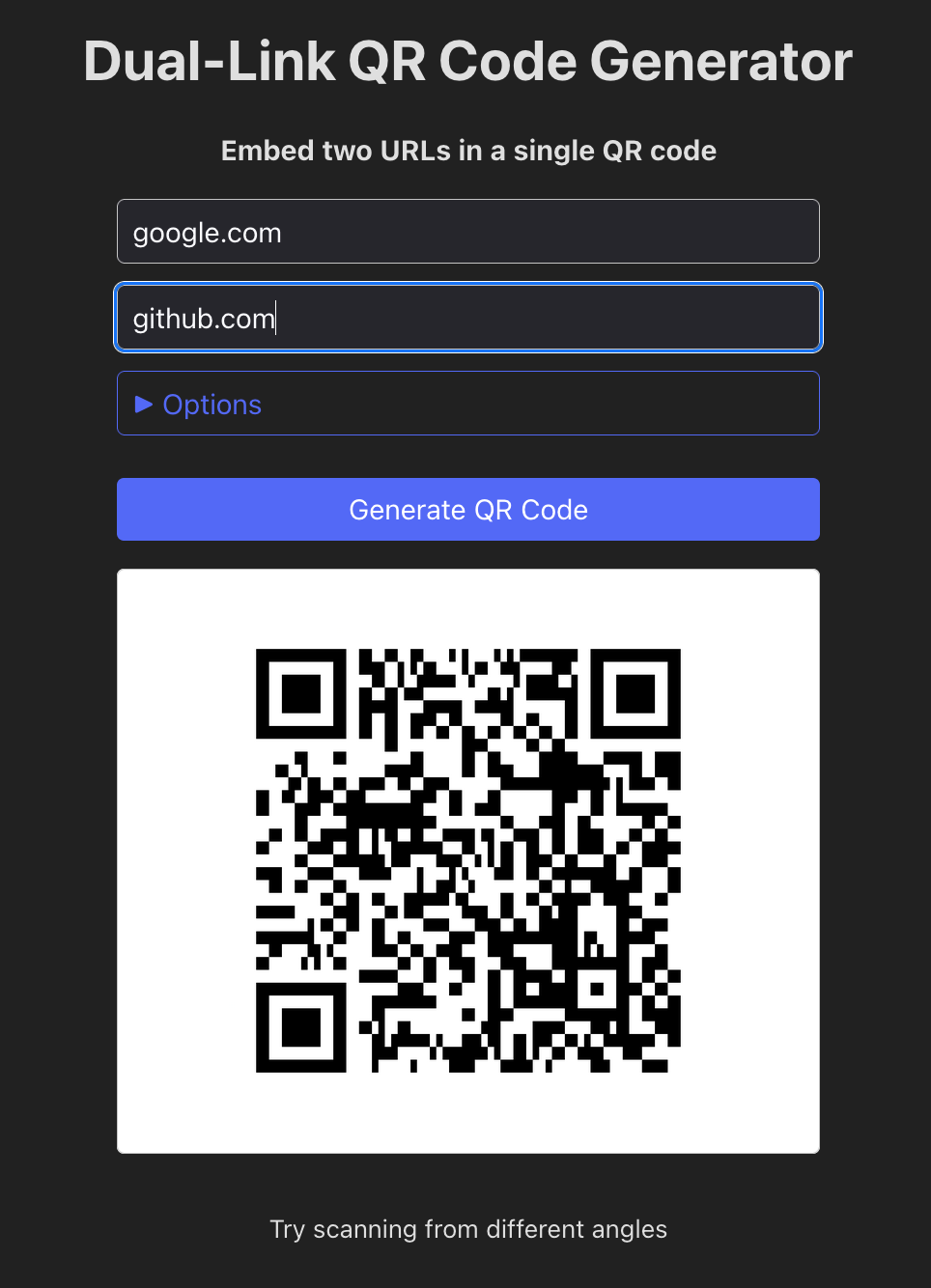 Dual QR Code Example