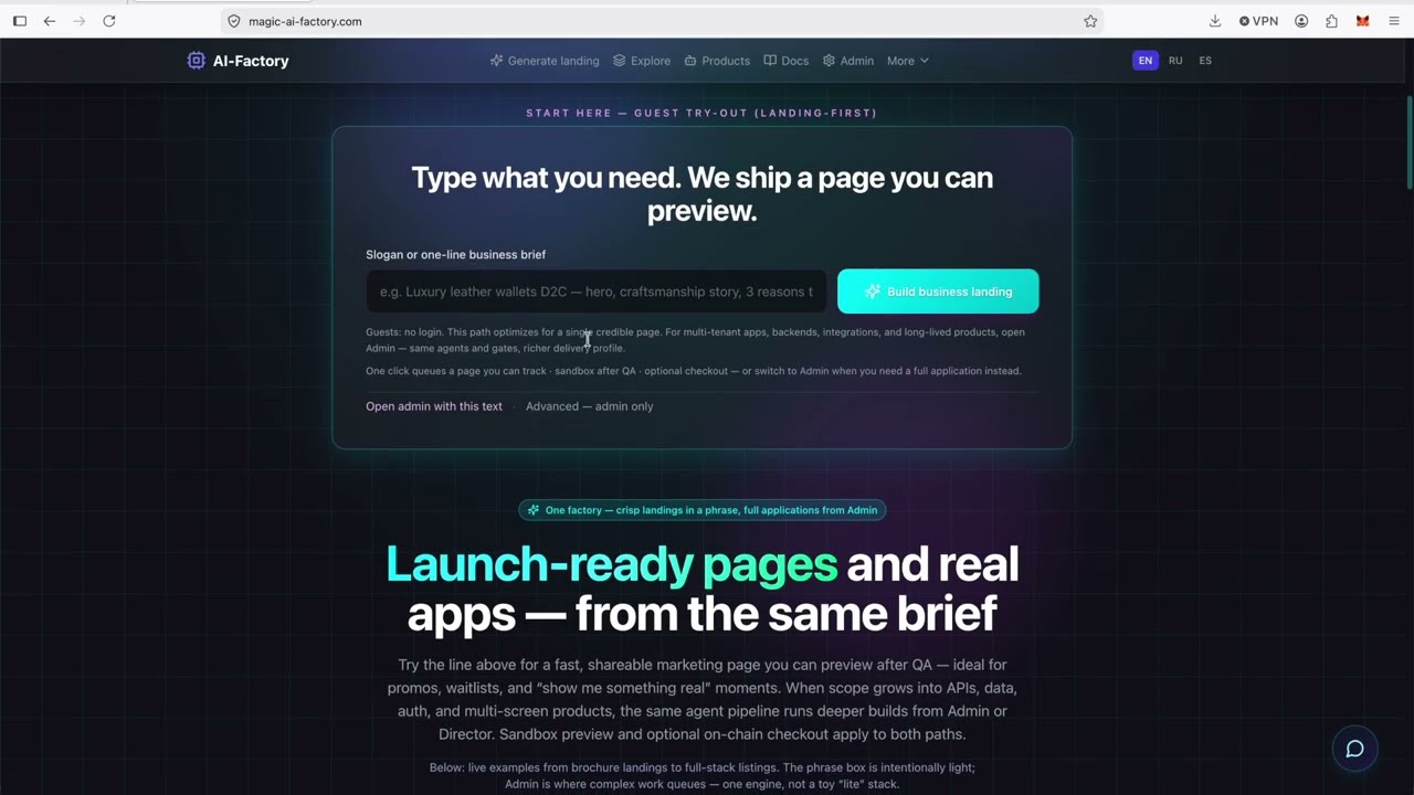 Idea → agents → shippable product — full factory walkthrough on YouTube