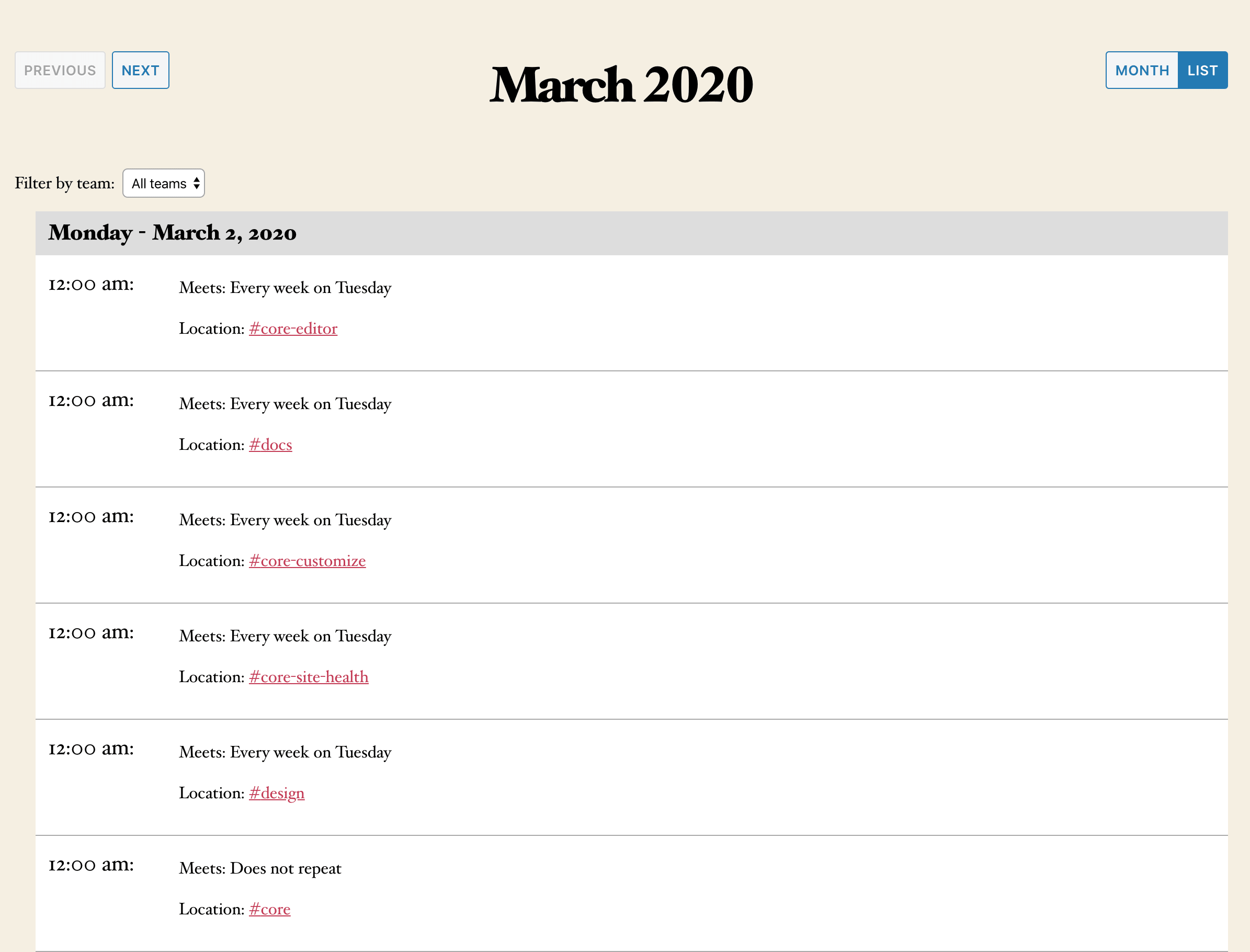 Screenshot Calendar