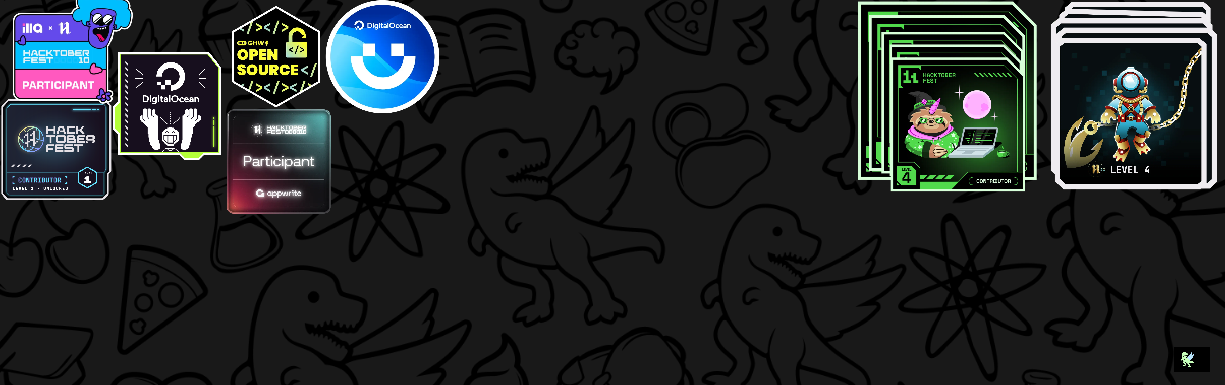 An image of @invisisblepro's Holopin badges, which is a link to view their full Holopin profile