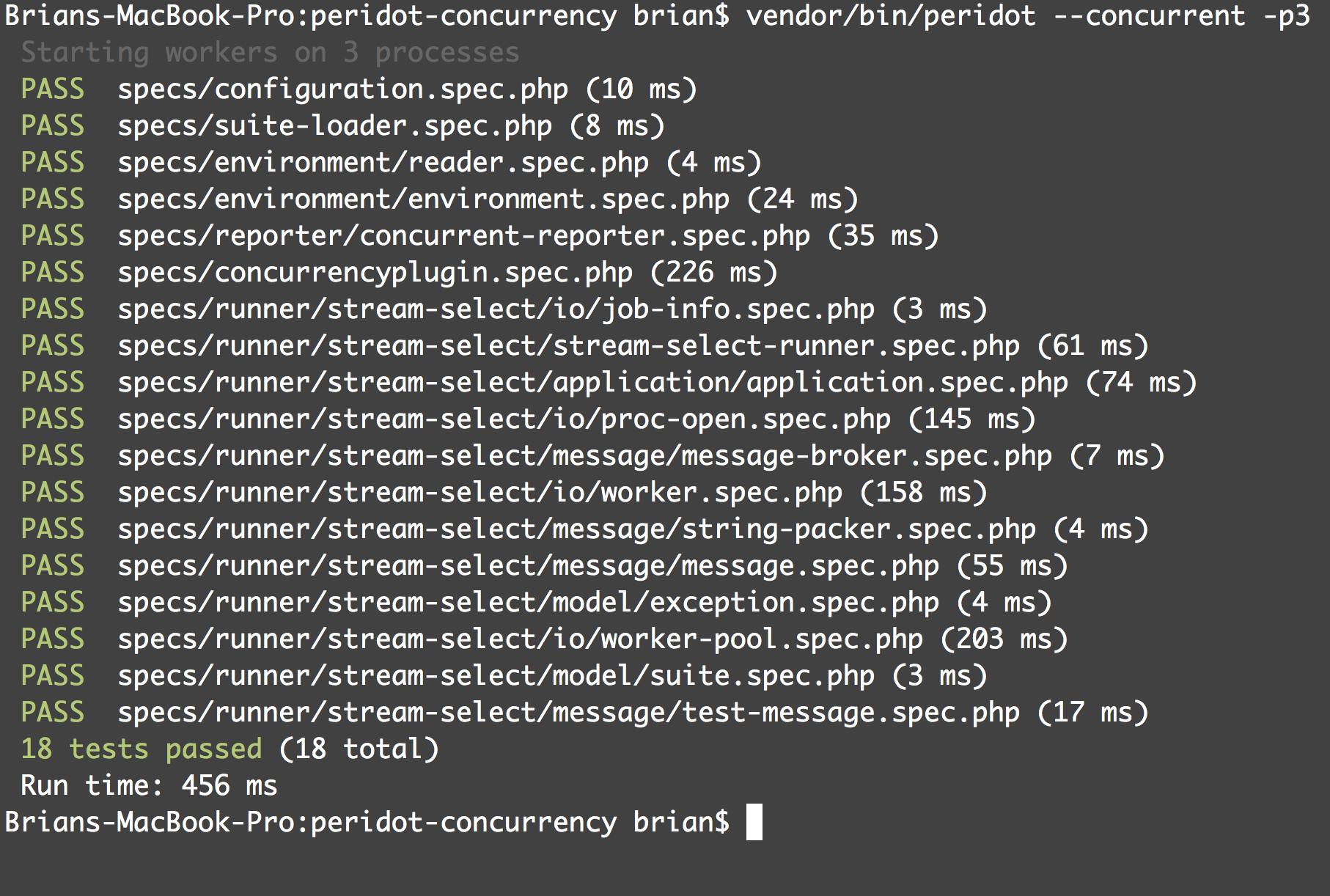 Peridot concurrency suite run concurrently