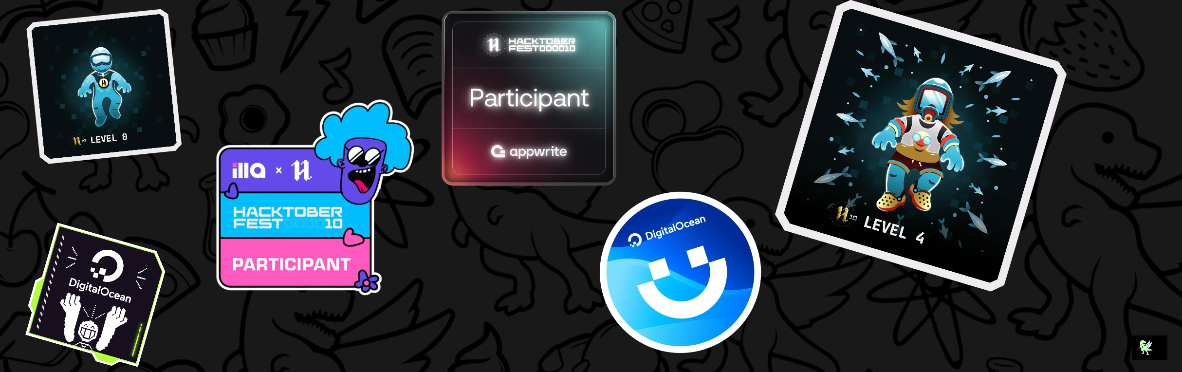 An image of @invibeast's Holopin badges, which is a link to view their full Holopin profile