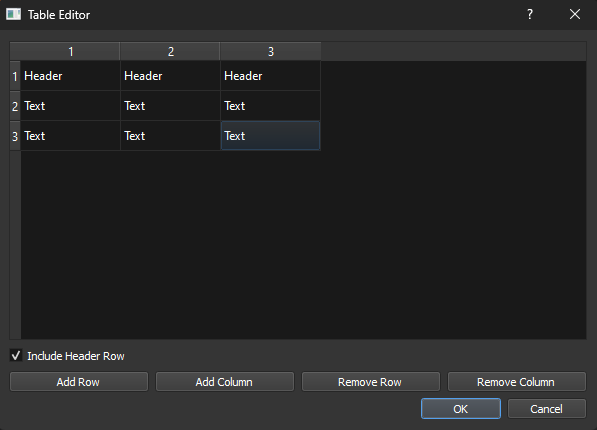 Table Editor Screenshot