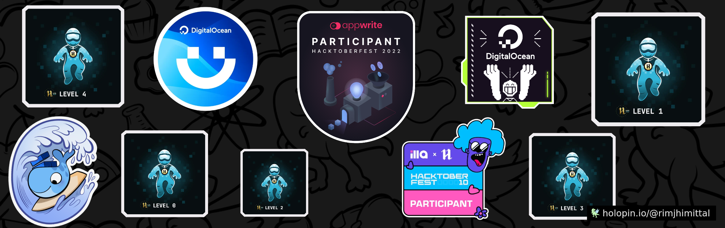 An image of @rimjhimittal's Holopin badges, which is a link to view their full Holopin profile