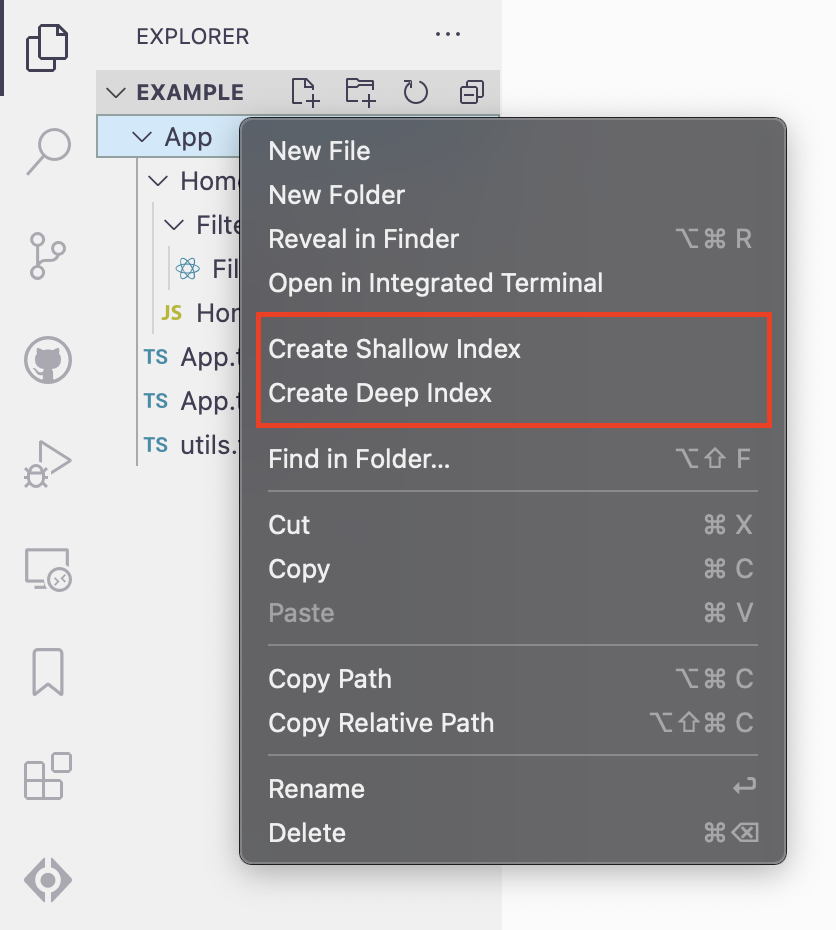 context menu