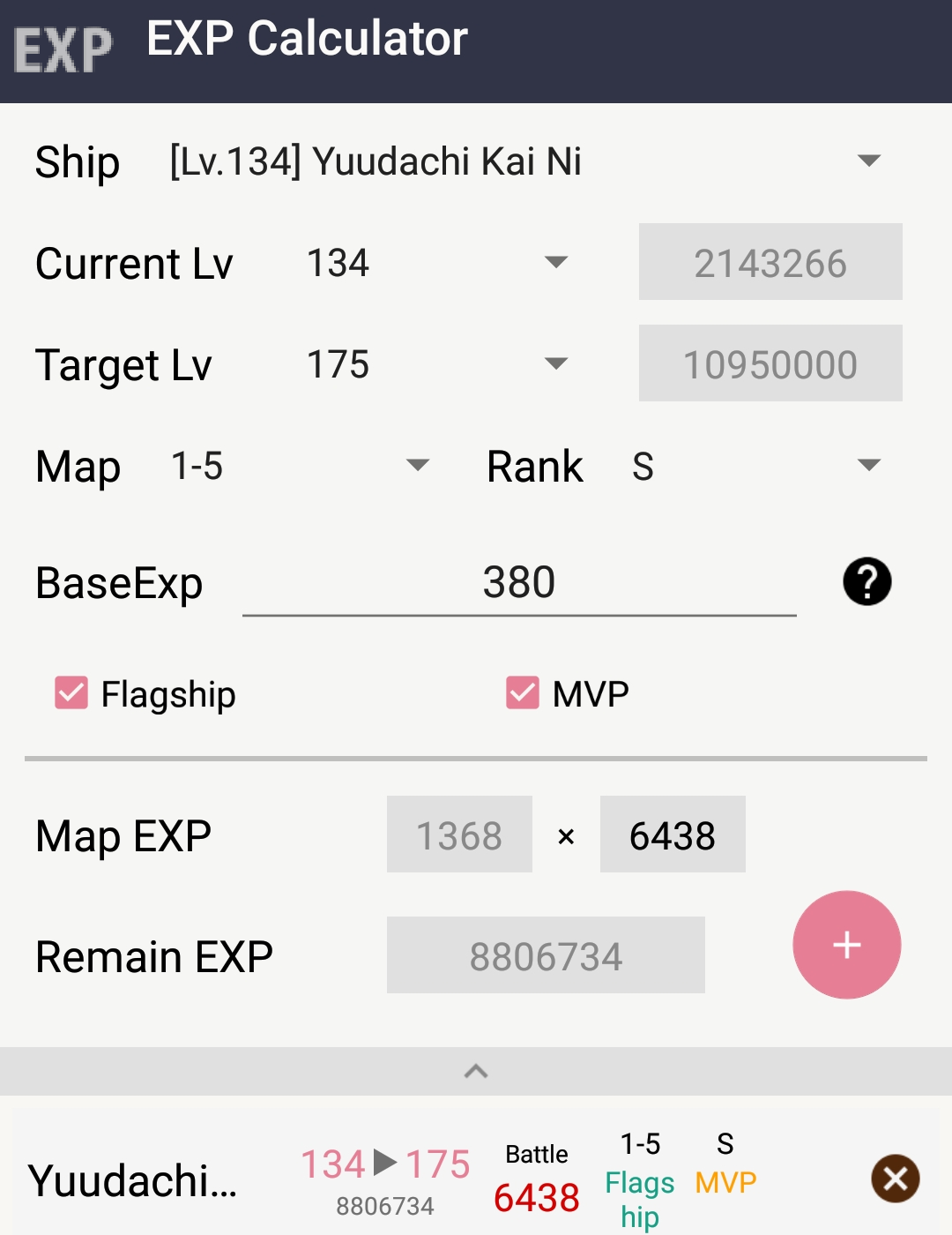 EXP Calculator