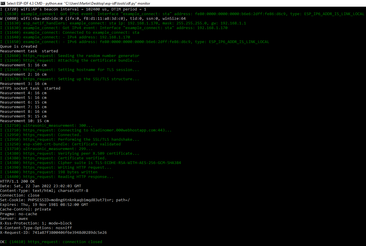 Level meter - ESP32 - ESP-IDF- FreeRTOS, HTTPS connectivity