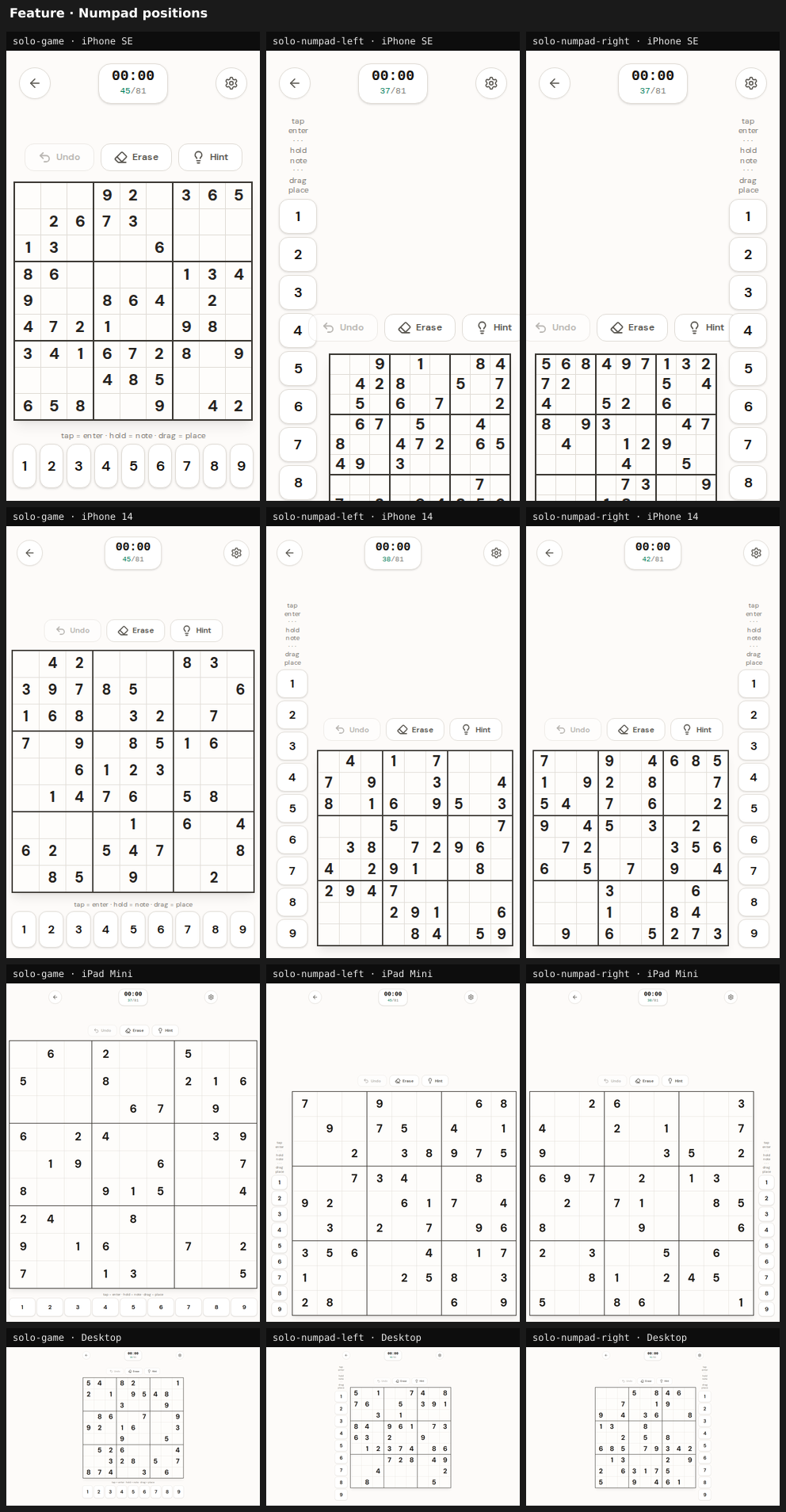 Numpad positions