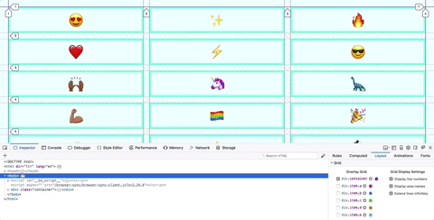 animated demo of responsive sizing of grid items using fractional units