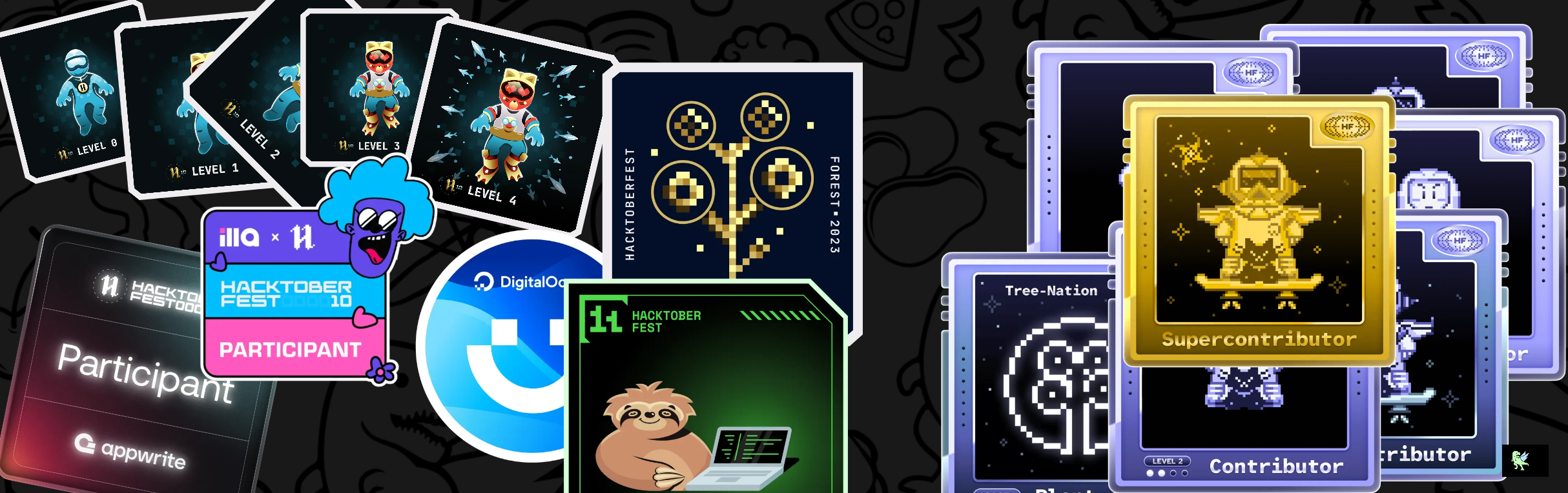 An image of @jmb's Holopin badges, which is a link to view their full Holopin profile