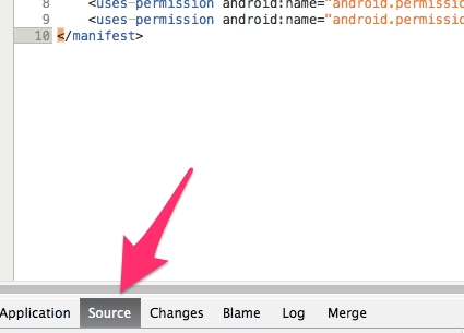 AndroidManifest Source View