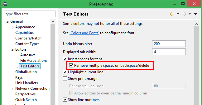 delete spaces as tabs