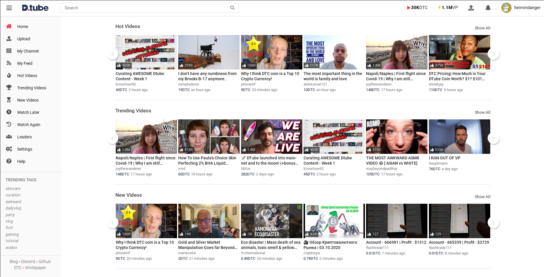 DTube Homepage Preview