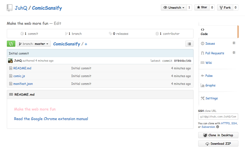 Github screenshot