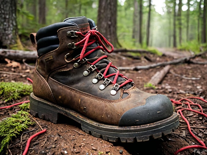 Brown hiking boots red laces on sale