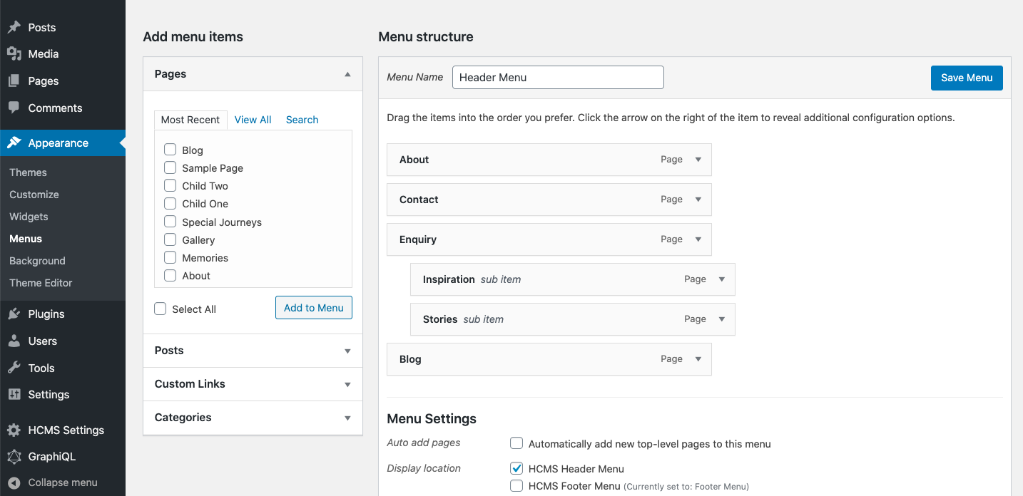 Header Menu Demo