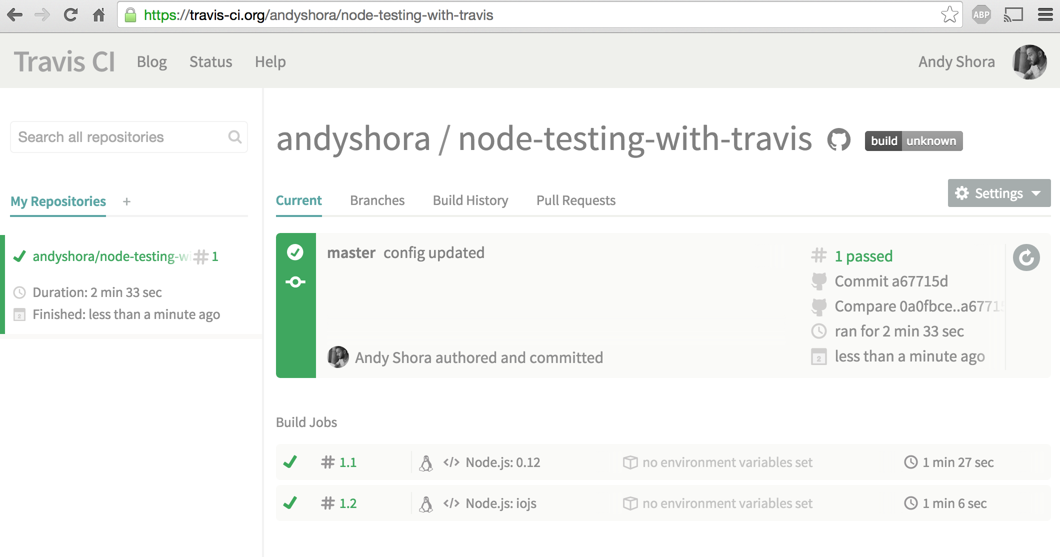 Nice green test results