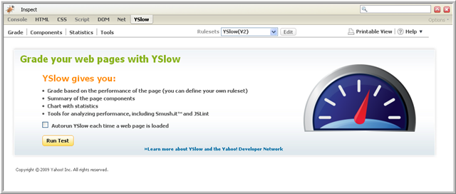 YSlow initial page