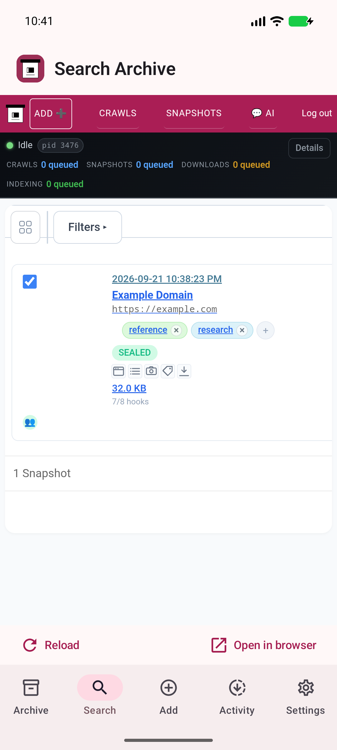 Search your ArchiveBox collection on Android