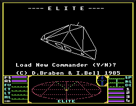 Screenshot of Elite on the Commodore 64