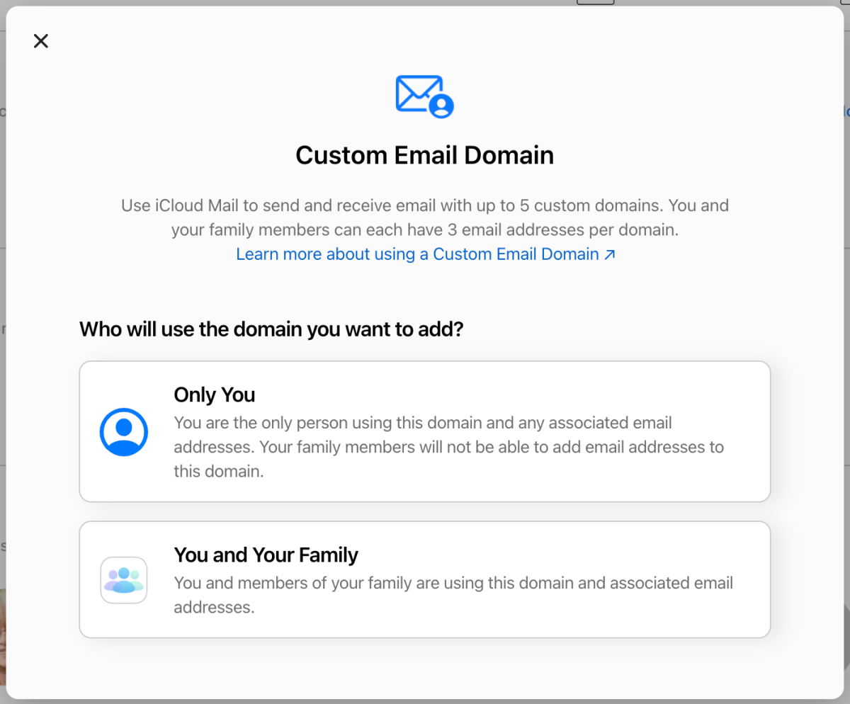 icloud custom domain