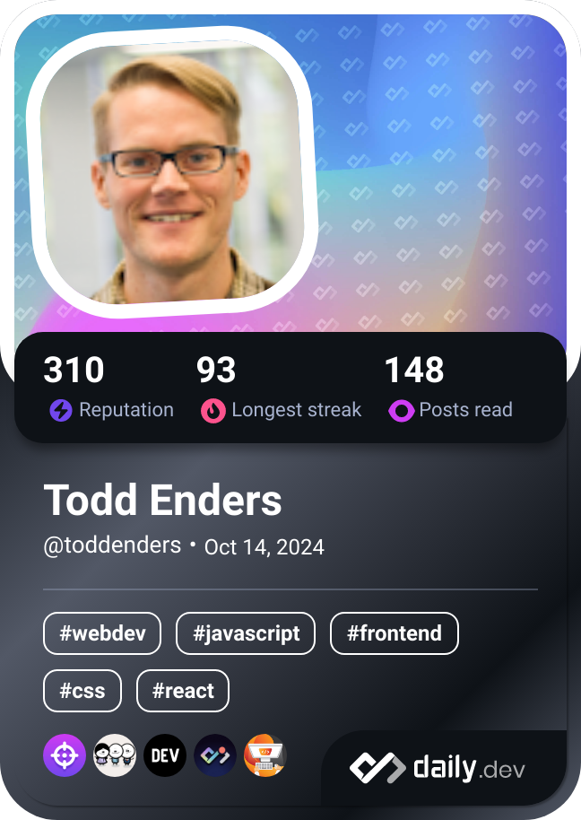 Todd Enders's Dev Card